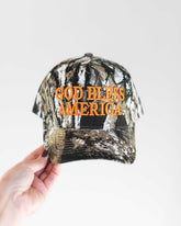 God Bless America Structured Hat - Camo & Orange